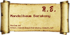 Mandelbaum Barakony névjegykártya